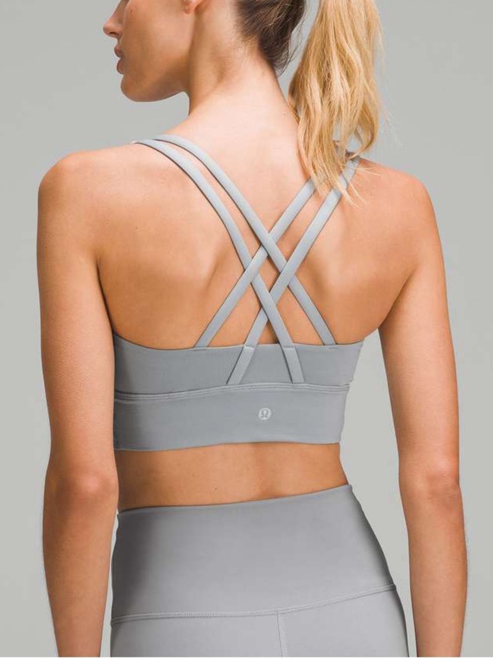 lululemon athletica Light Gray Crisscross Strappy Sports Bra